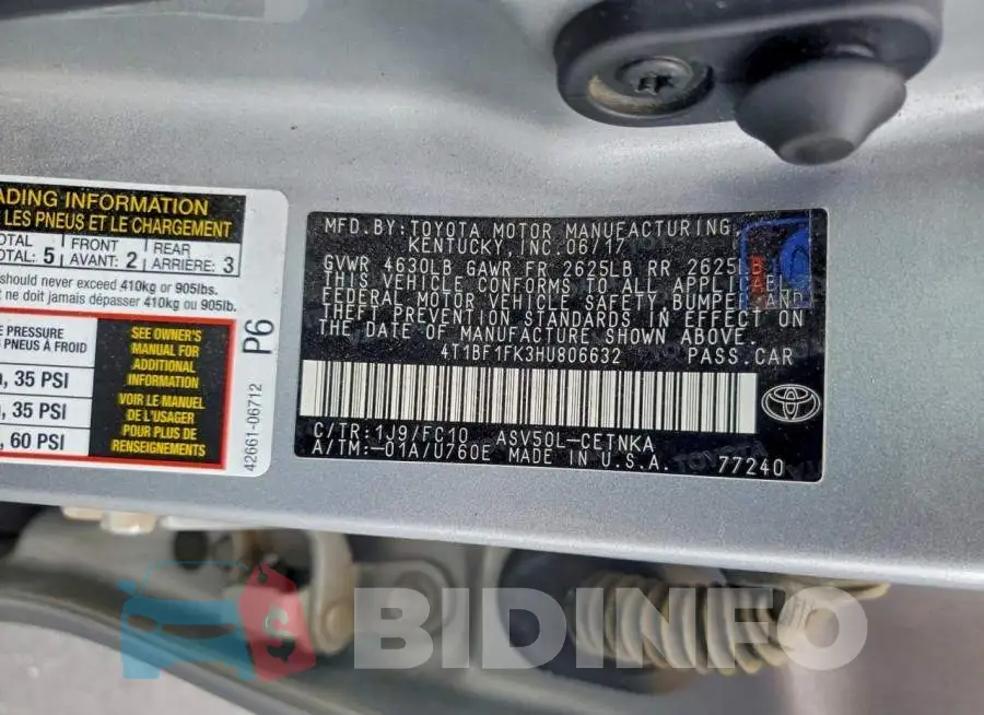 4T1BF1FK3HU806632 Photo# 12