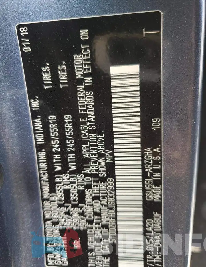 5TDDZRFHXJS832999 Photo# 14