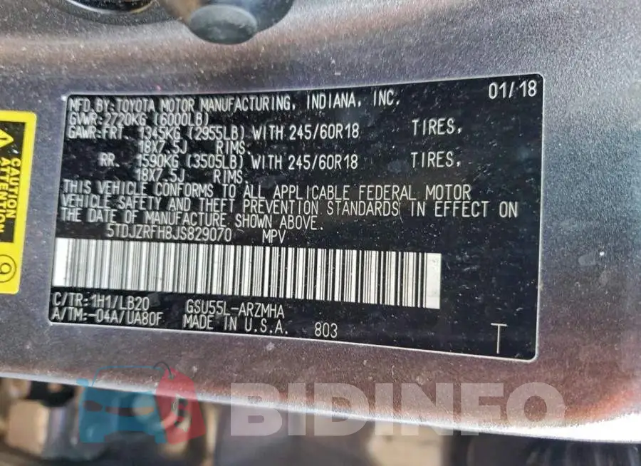 5TDJZRFH8JS829070 Photo# 13