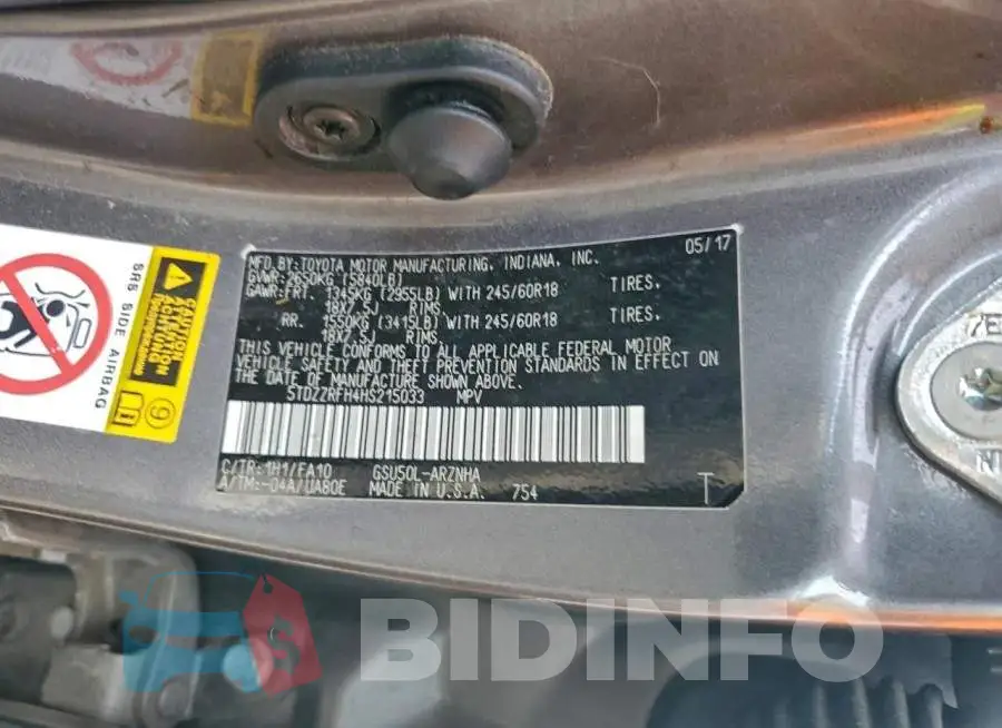 5TDZZRFH4HS215033 Photo# 13