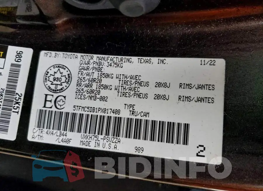 5TFMC5DB1PX017408 Photo# 12