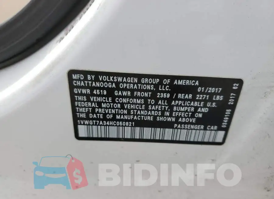 1VWGT7A34HC050821 Photo# 12