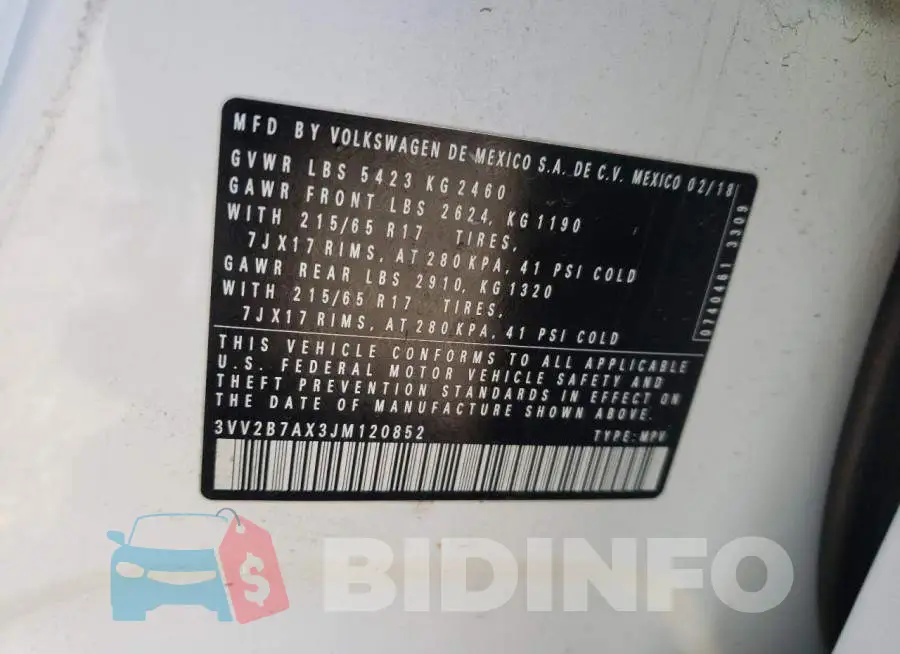 3VV2B7AX3JM120852 Photo# 13