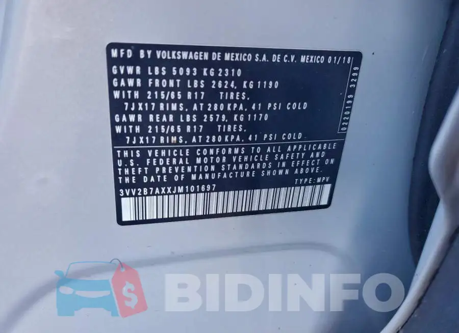 3VV2B7AXXJM101697 Photo# 13