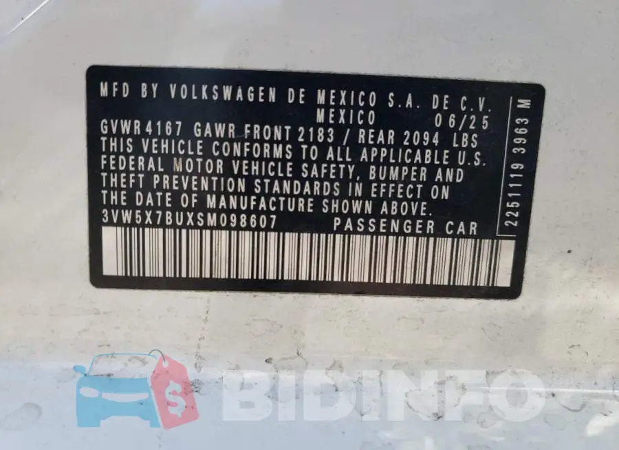 3VW5X7BUXSM098607 Photo# 12
