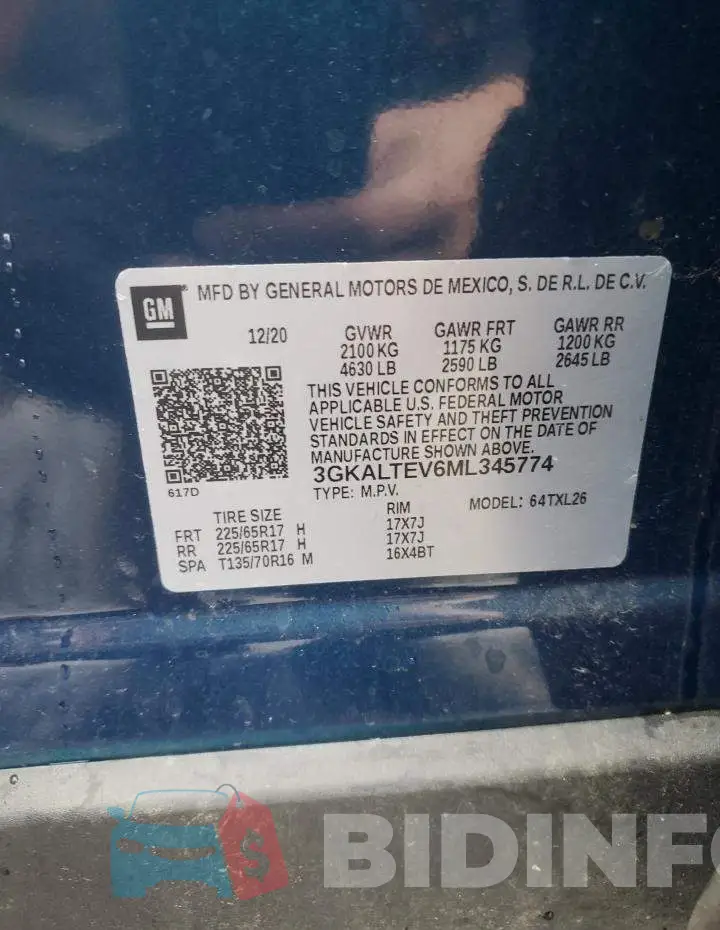 3GKALTEV6ML345774 Photo# 13