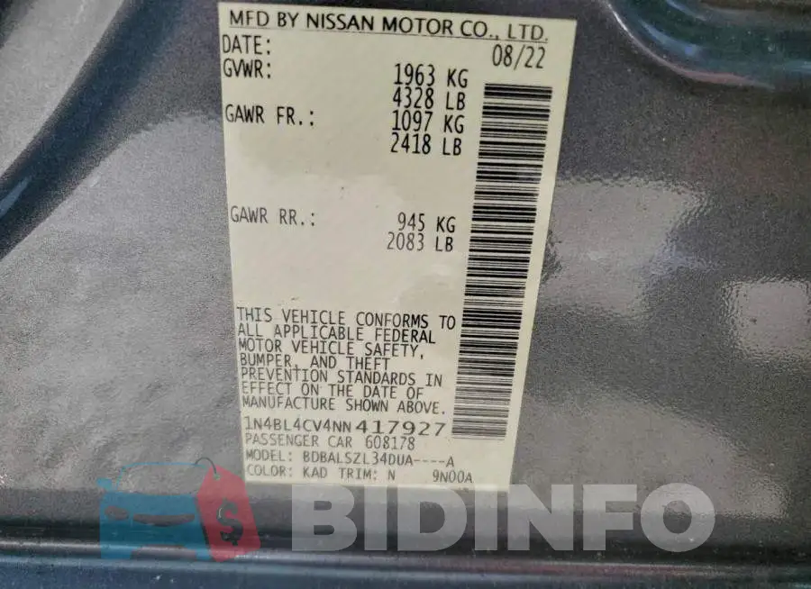 1N4BL4CV4NN417927 Photo# 13