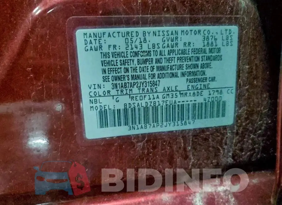 3N1AB7AP2JY315847 Photo# 12