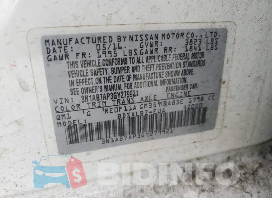 3N1AB7AP3GY279921 Photo# 12