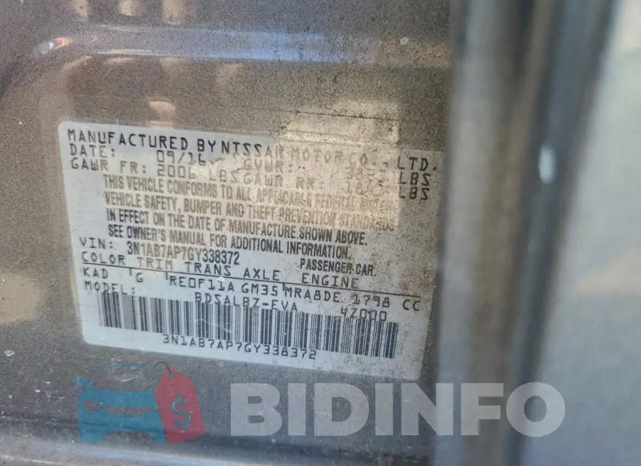 3N1AB7AP7GY338372 Photo# 12