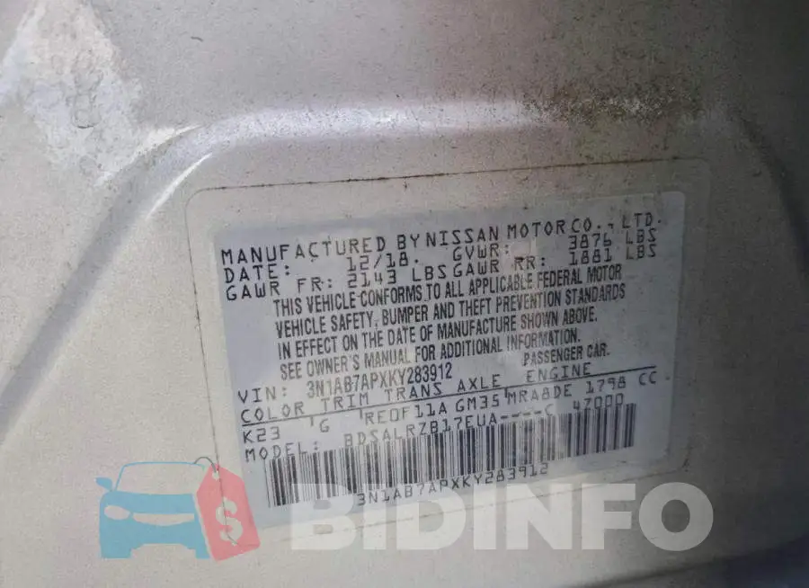 3N1AB7APXKY283912 Photo# 13