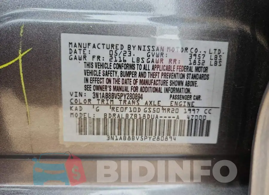 3N1AB8BV5PY280894 Photo# 12