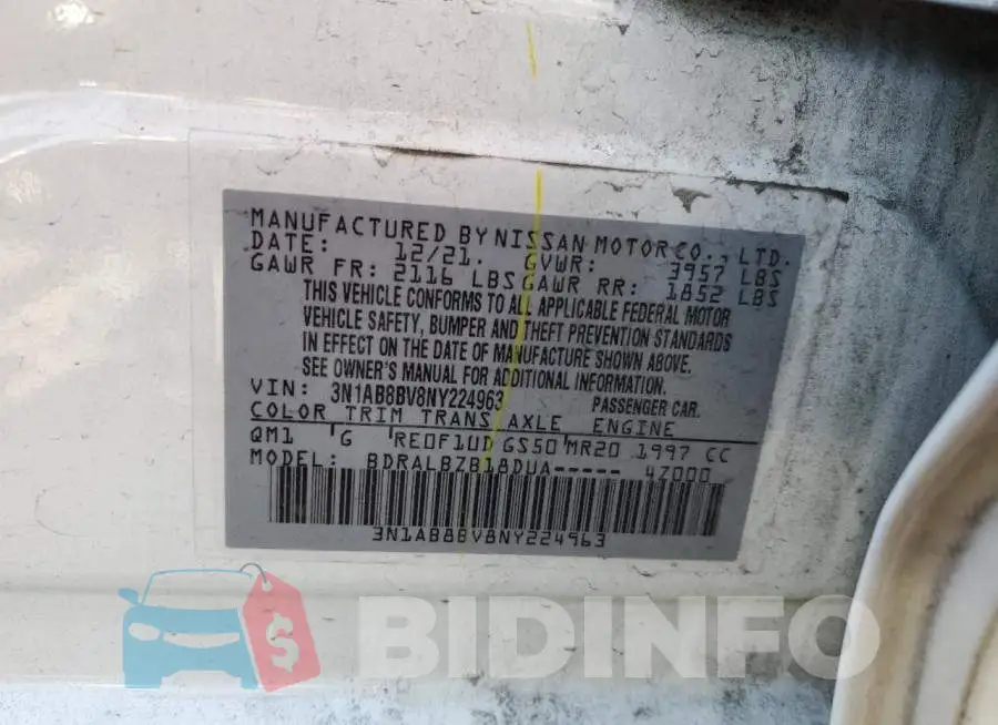 3N1AB8BV8NY224963 Photo# 12