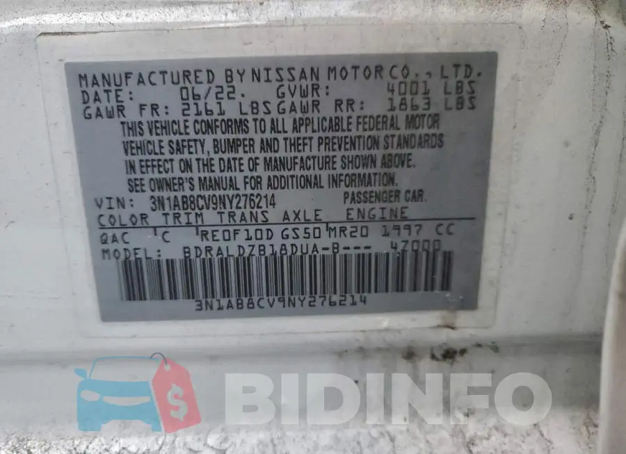 3N1AB8CV9NY276214 Photo# 13