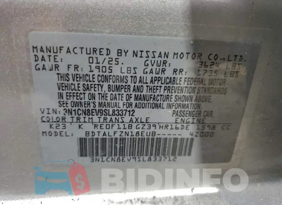 3N1CN8EV9SL833712 Photo# 13