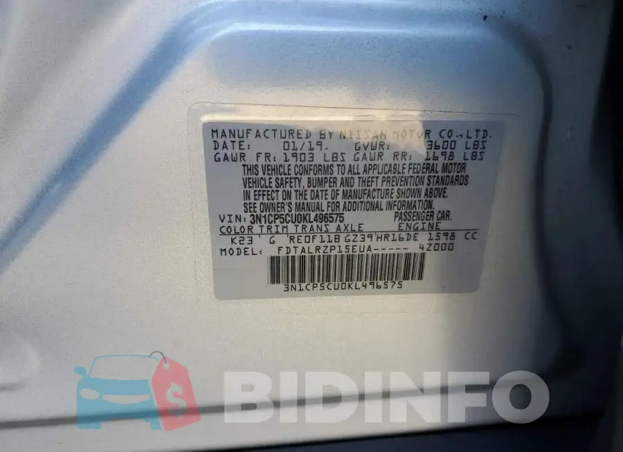 3N1CP5CU0KL496575 Photo# 14