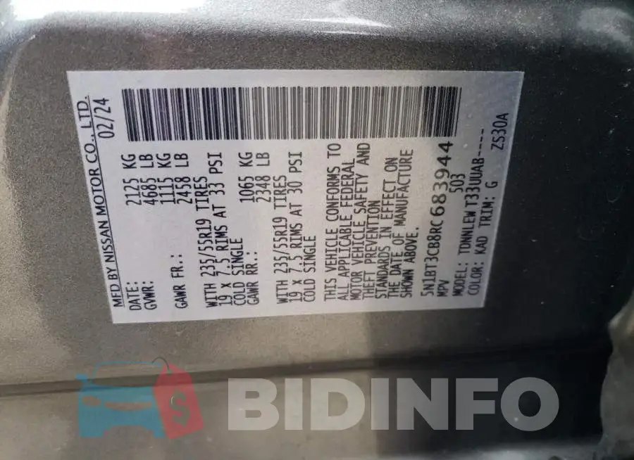 5N1BT3CB8RC683944 Photo# 13