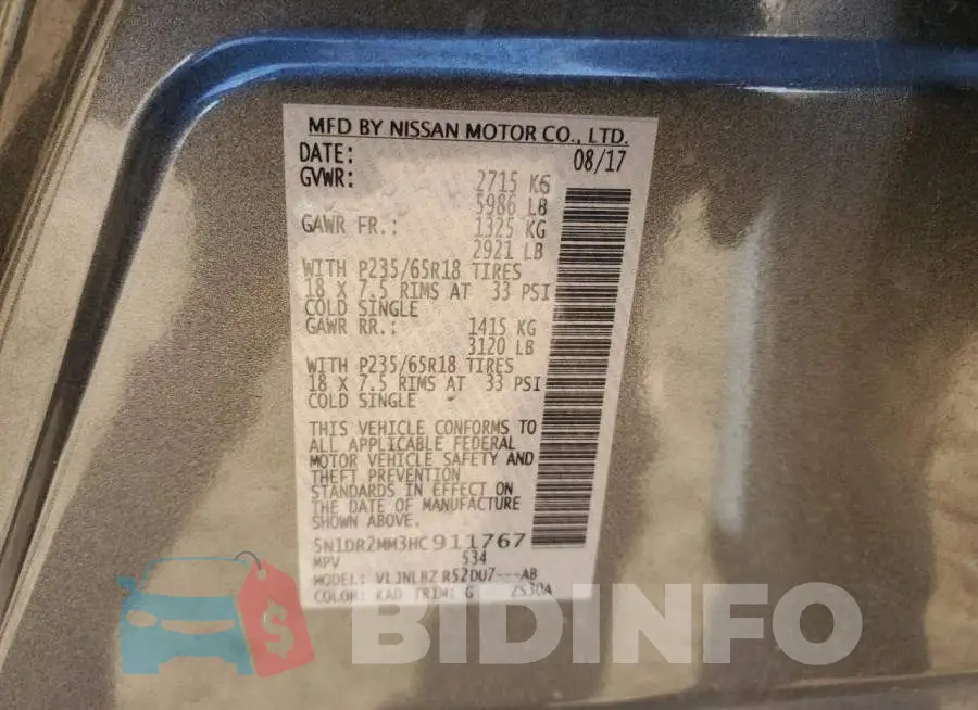 5N1DR2MM3HC911767 Photo# 13