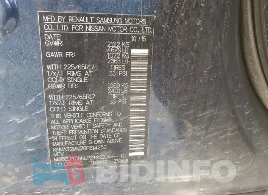 KNMAT2MV7GP614252 Photo# 13