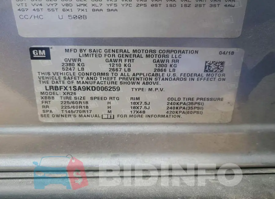 LRBFX1SA9KD006259 Photo# 13