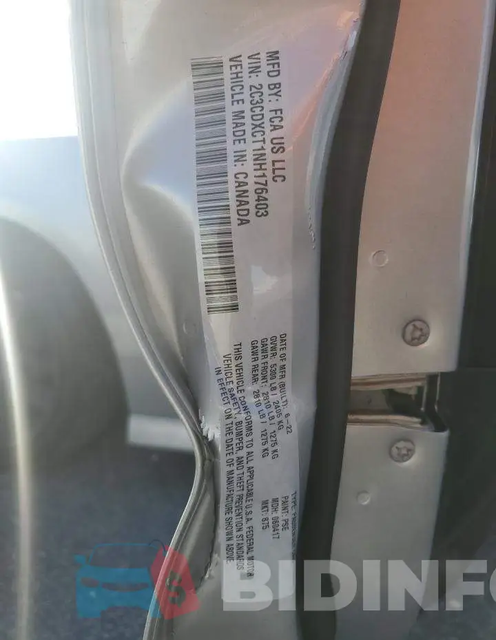 2C3CDXCT1NH176403 Photo# 12