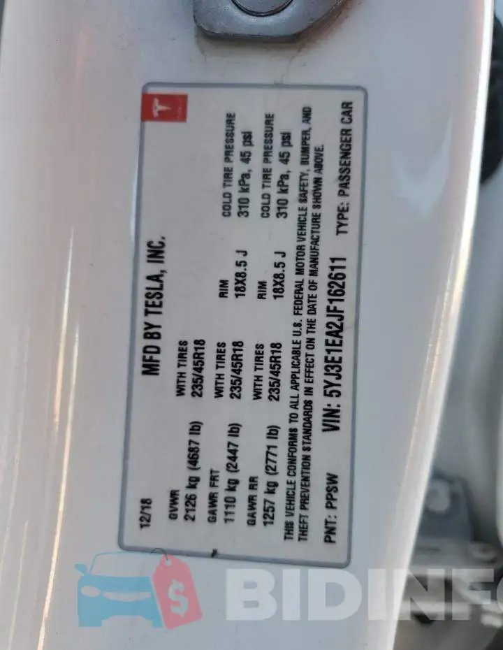 5YJ3E1EA2JF162611 Photo# 12