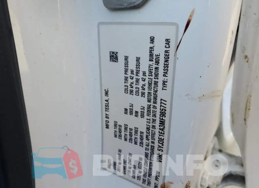 5YJ3E1EA3MF985777 Photo# 12