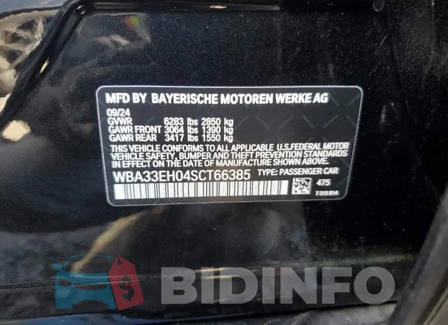 WBA33EH04SCT66385 Photo# 12