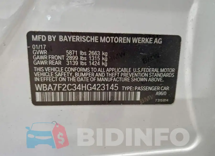 WBA7F2C34HG423145 Photo# 13