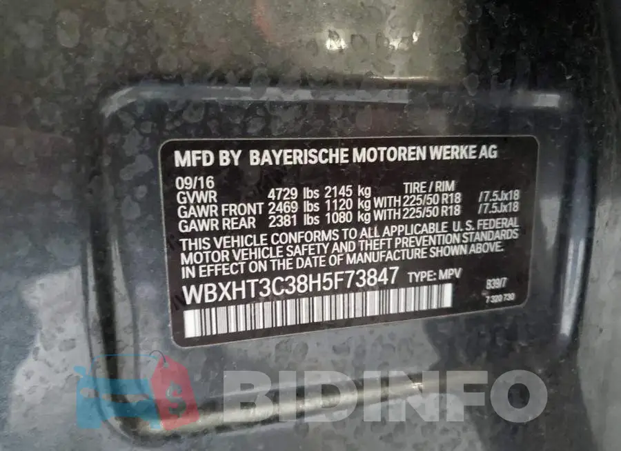WBXHT3C38H5F73847 Photo# 13