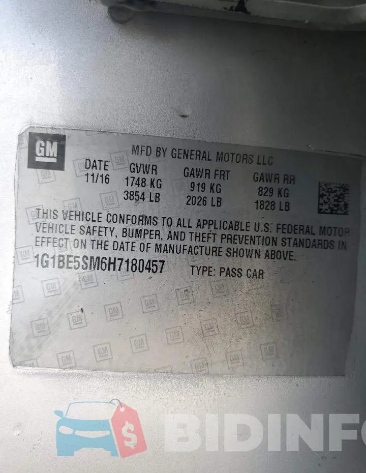 1G1BE5SM6H7180457 Photo# 12