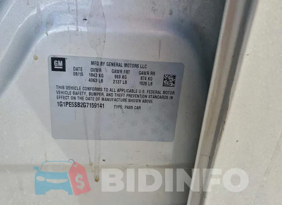1G1PE5SB2G7159141 Photo# 12