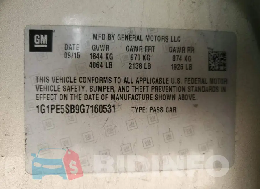 1G1PE5SB9G7160531 Photo# 12