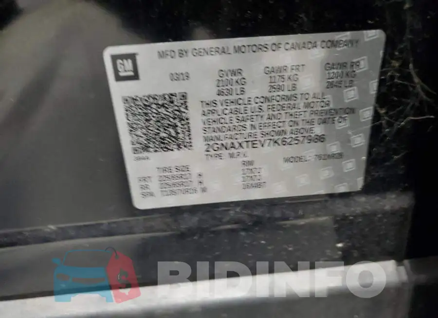 2GNAXTEV7K6257986 Photo# 13