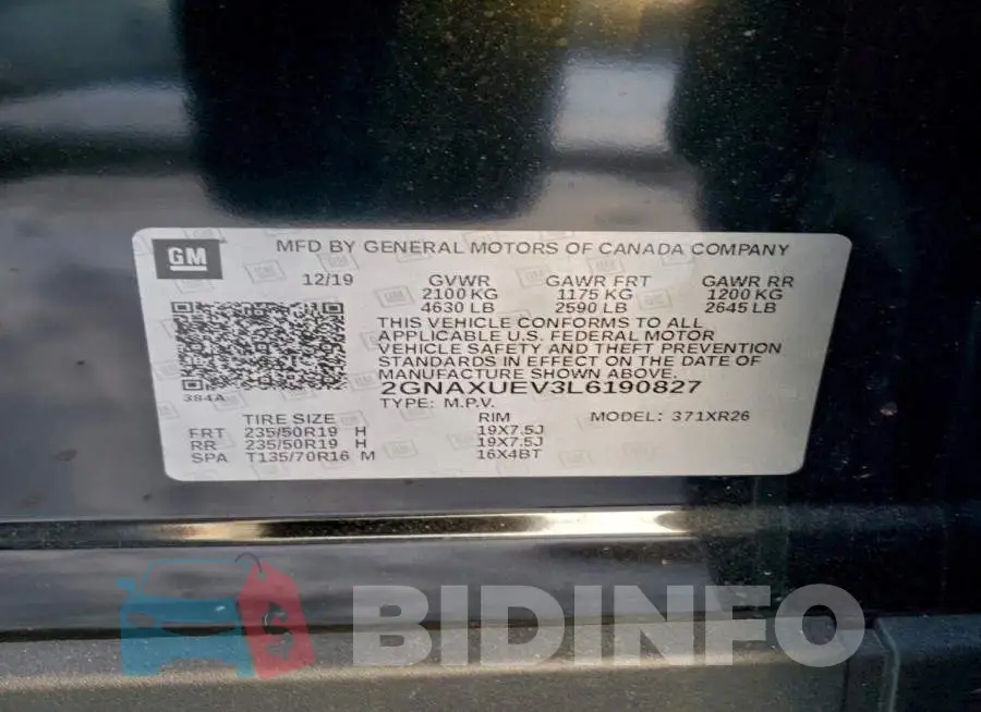 2GNAXUEV3L6190827 Photo# 13