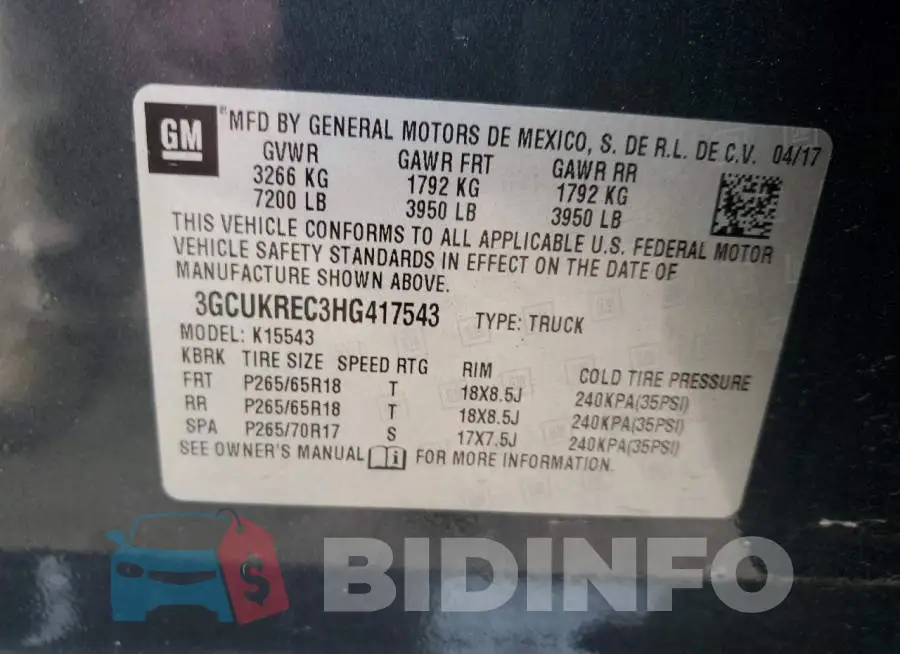 3GCUKREC3HG417543 Photo# 12