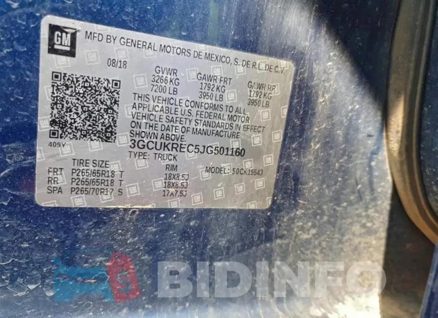 3GCUKREC5JG501160 Photo# 13