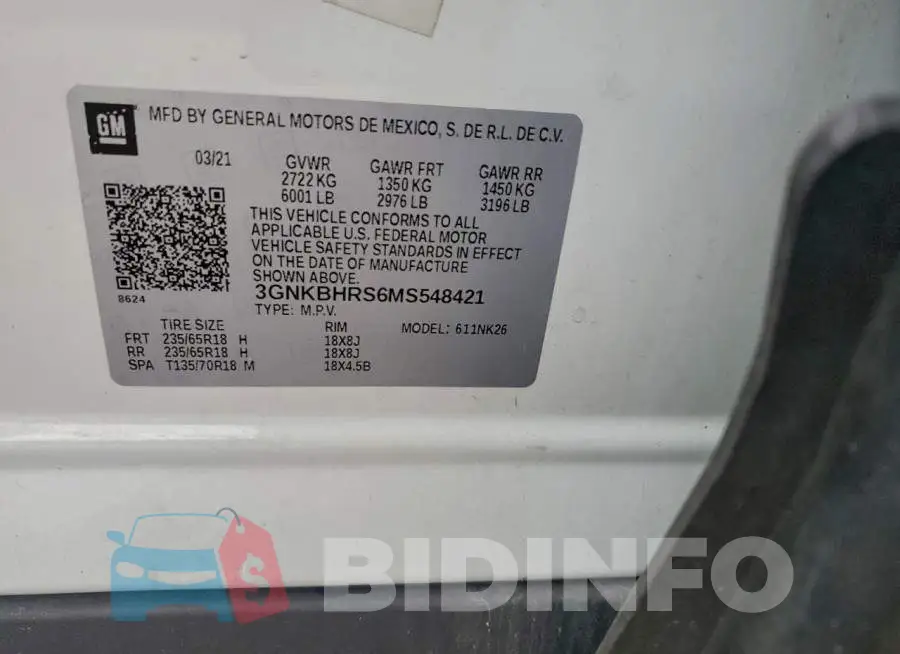 3GNKBHRS6MS548421 Photo# 13