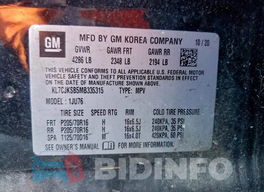 KL7CJKSB5MB335315 Photo# 12