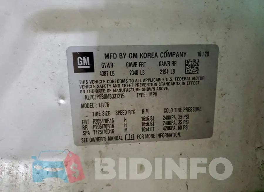 KL7CJPSB0MB331315 Photo# 14
