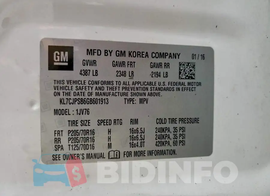 KL7CJPSB6GB601913 Photo# 13