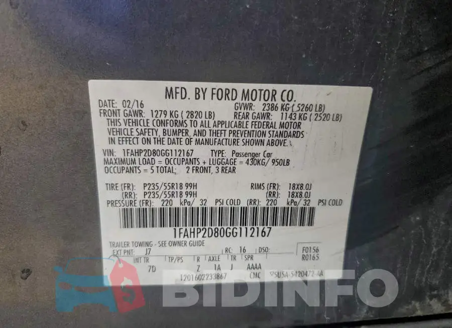1FAHP2D80GG112167 Photo# 12