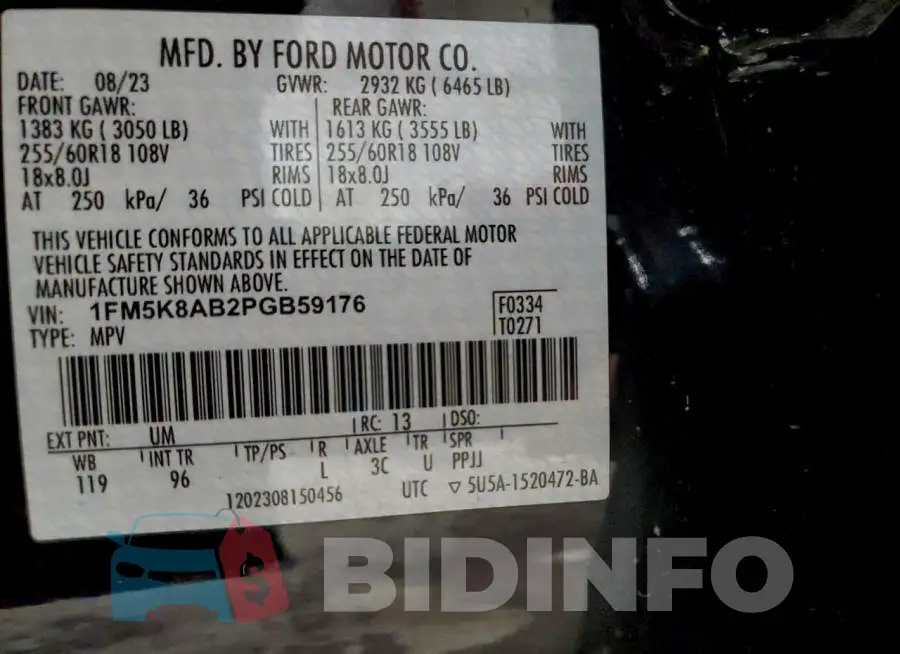 1FM5K8AB2PGB59176 Photo# 13