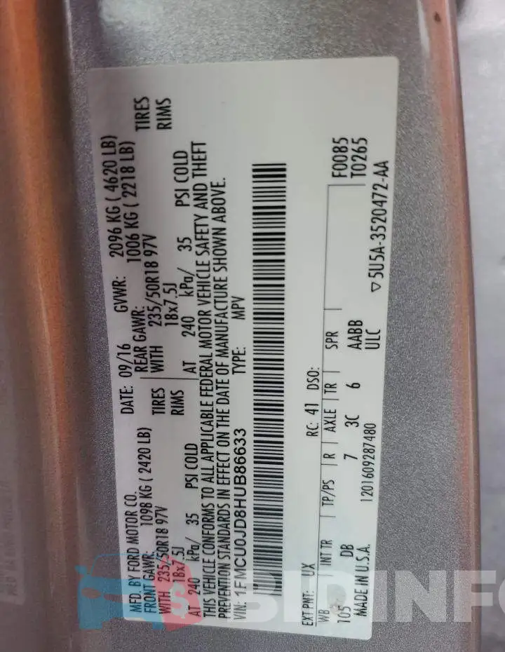 1FMCU0JD8HUB86633 Photo# 12
