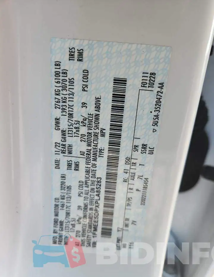 1FMEE5DPXPLA85283 Photo# 13