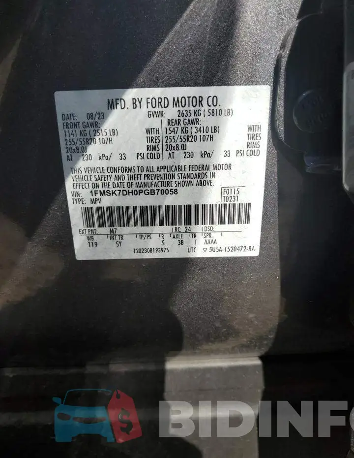 1FMSK7DH0PGB70058 Photo# 14