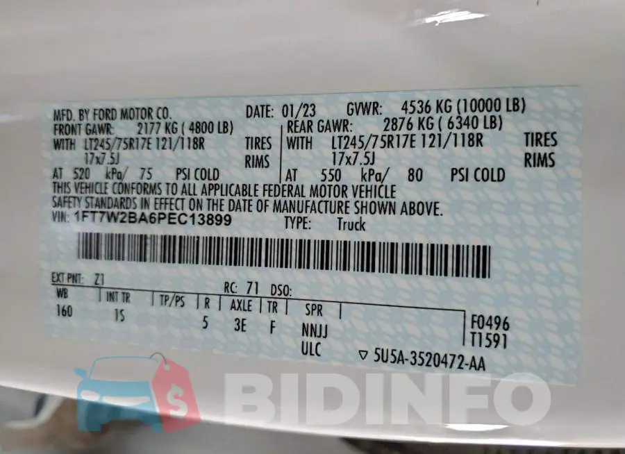 1FT7W2BA6PEC13899 Photo# 12