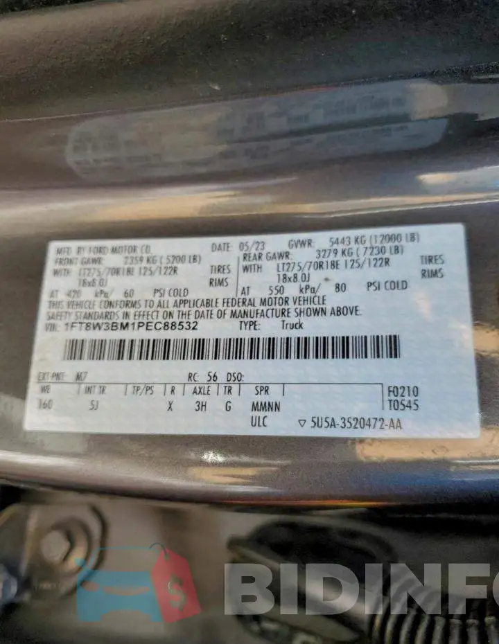 1FT8W3BM1PEC88532 Photo# 10