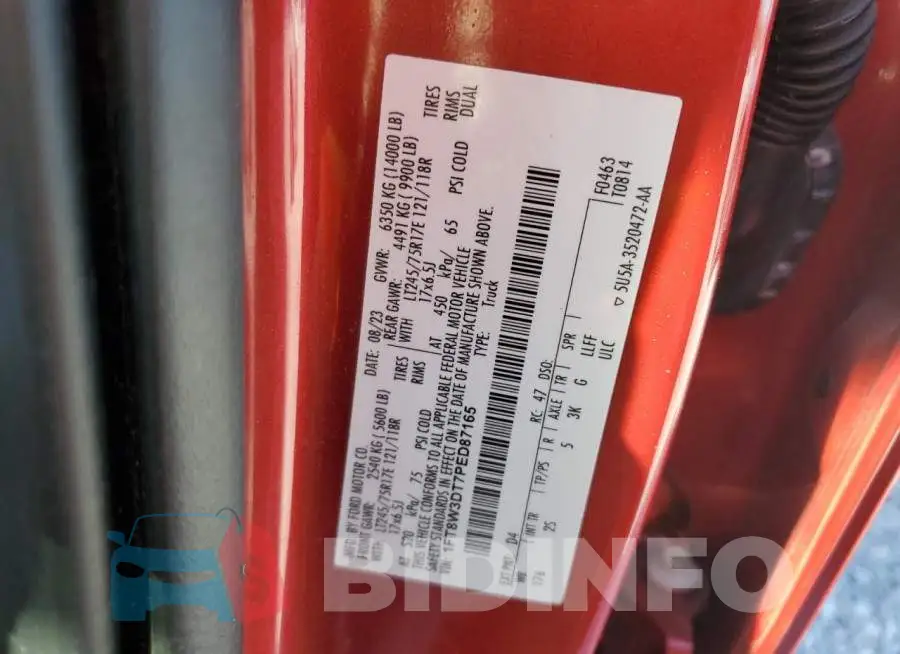 1FT8W3DT7PED87165 Photo# 12