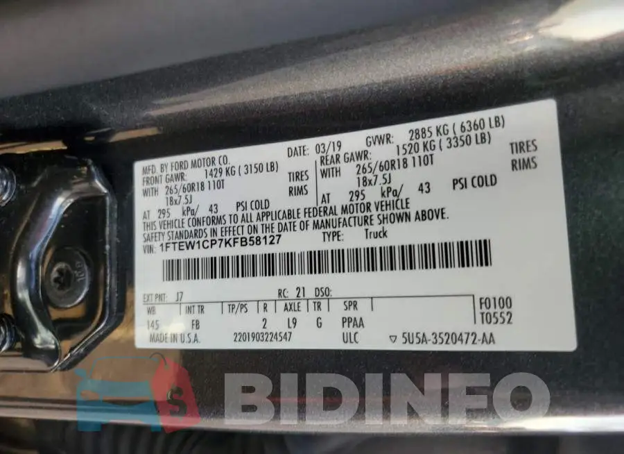 1FTEW1CP7KFB58127 Photo# 12